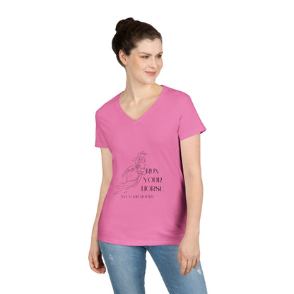 Run your horse not your mouth-Ladies' V-Neck T-Shirt