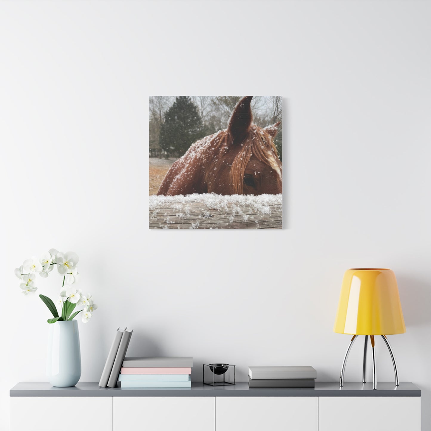 Mustang in the snow-Matte Canvas, Stretched, 1.25"