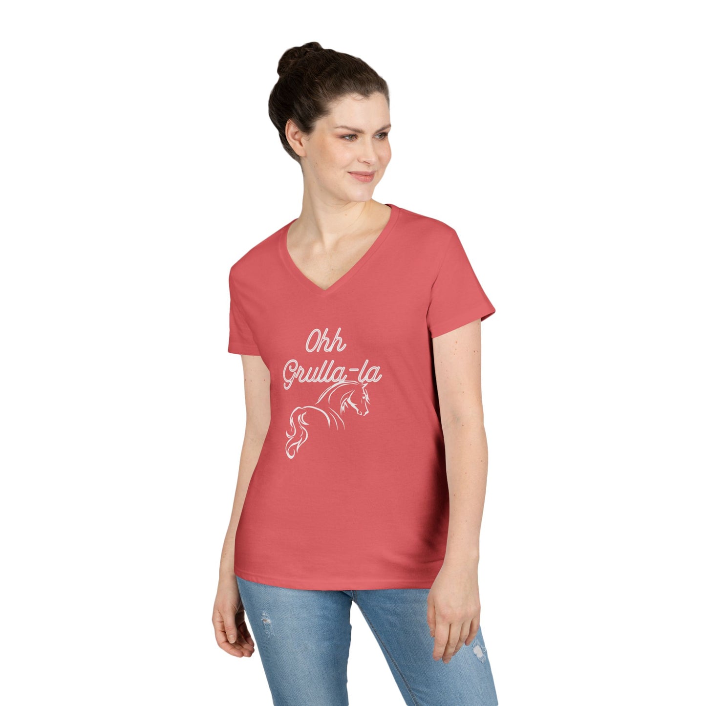 Oh grulla la-Ladies' V-Neck T-Shirt