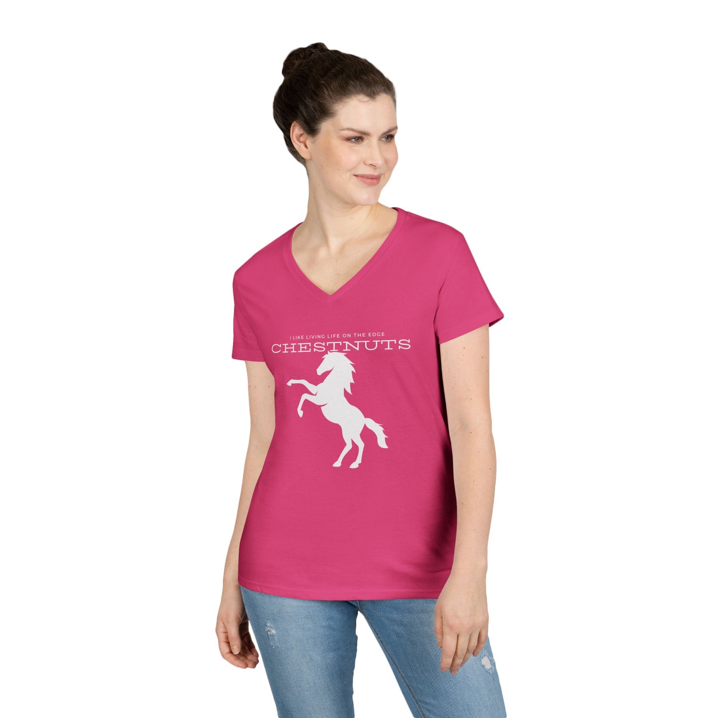 Live life on the edge(chestnut)-Ladies' V-Neck T-Shirt