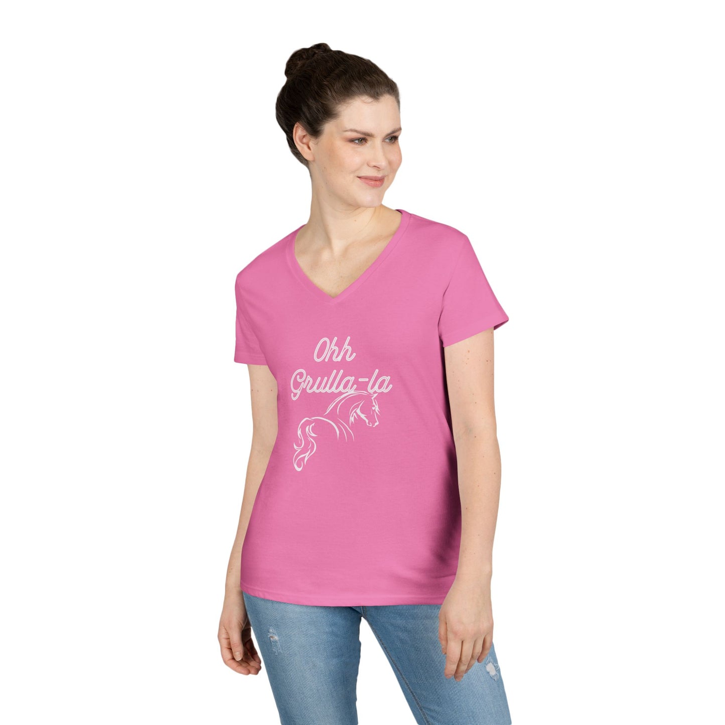 Oh grulla la-Ladies' V-Neck T-Shirt