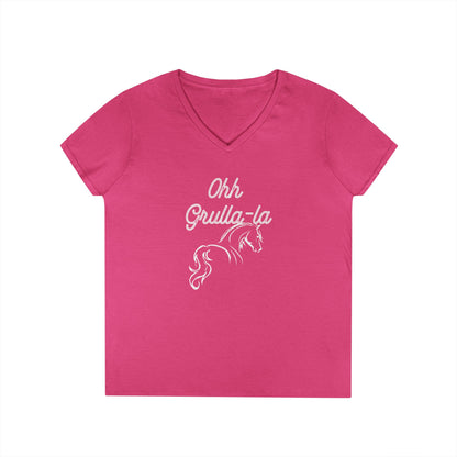 Oh grulla la-Ladies' V-Neck T-Shirt