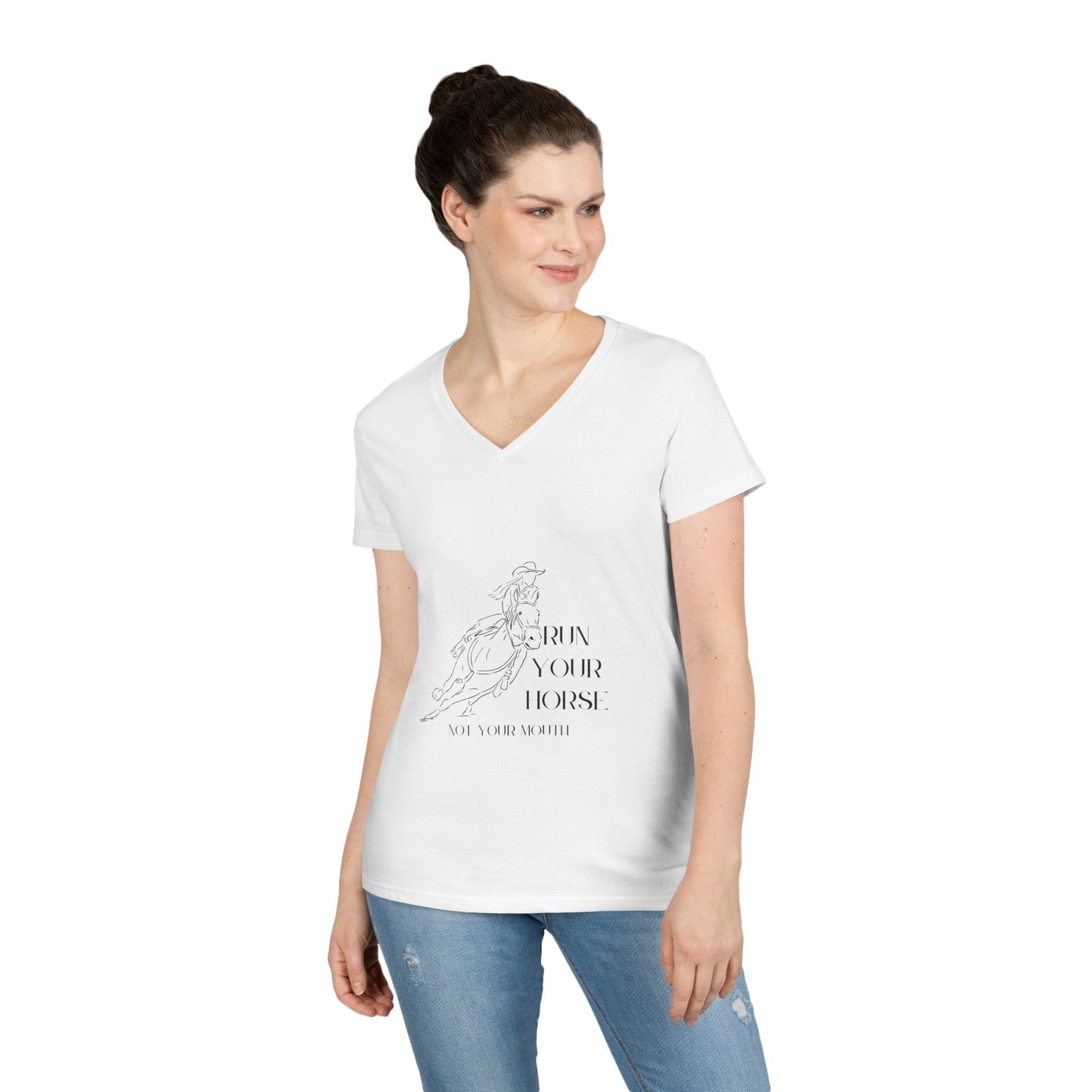 Run your horse not your mouth-Ladies' V-Neck T-Shirt