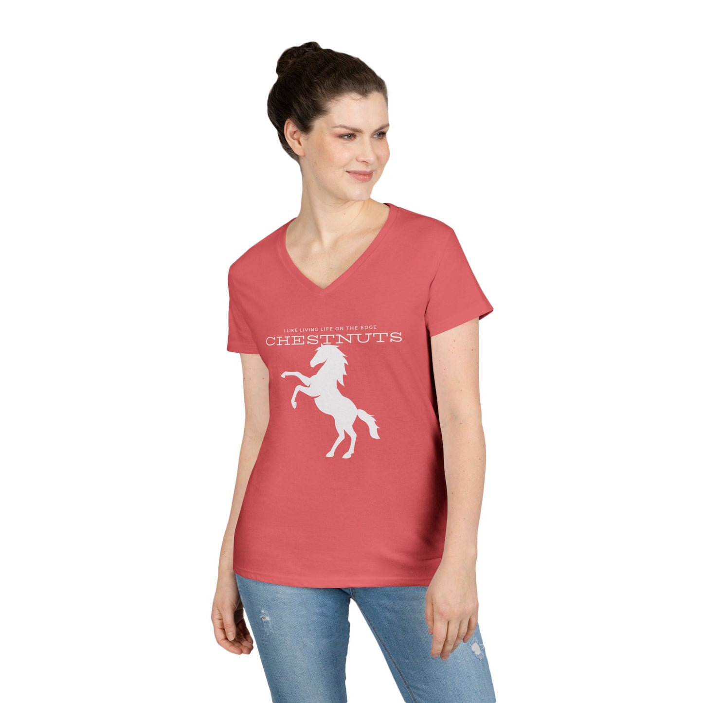 Live life on the edge(chestnut)-Ladies' V-Neck T-Shirt